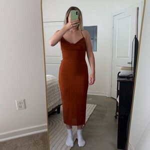 Hello Molly Terracotta Orange Midi Dress